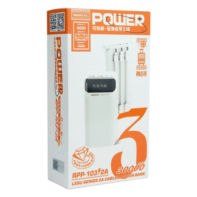30,000 mAh Cabled Power Bank